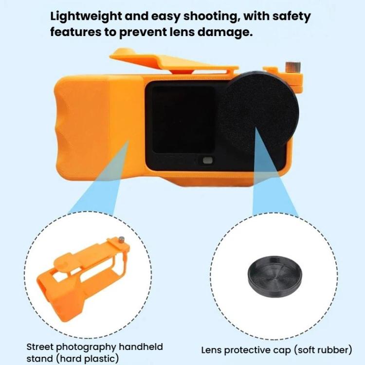 For DJI Osmo Action 6 Street Photo Handle Action Camera Handheld Bracket Cage Accessory, Frame Black, Frame Orange, Frame+Lens Cap Black, Frame+Lens Cap Oramge
