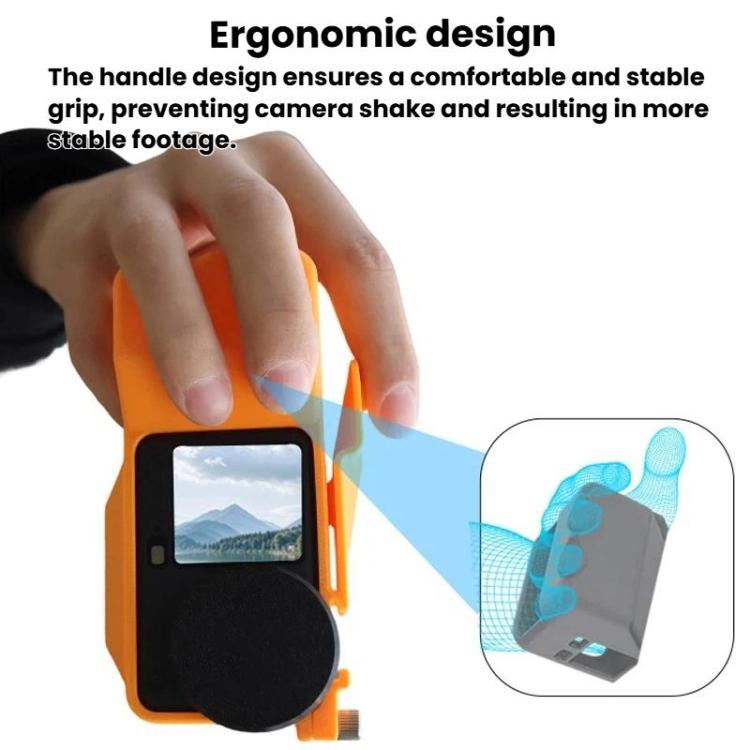 For DJI Osmo Action 6 Street Photo Handle Action Camera Handheld Bracket Cage Accessory, Frame Black, Frame Orange, Frame+Lens Cap Black, Frame+Lens Cap Oramge