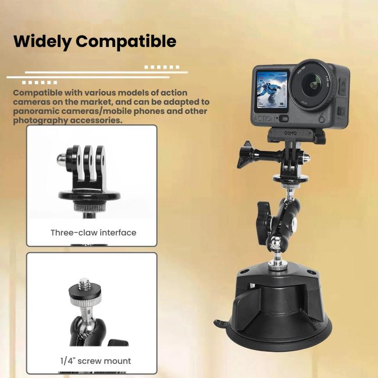 For DJI Osmo Action 6 Suction Cup Mount 360-degree Rotatable Car Windshield Mount with Vacuum Base