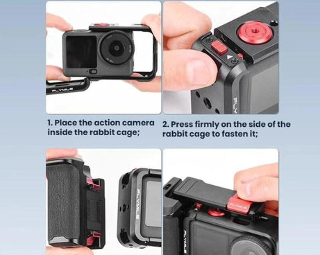 For DJI Osmo Action 6 Flymile Extended Cage Protective Frame Kit, AC6016 Black