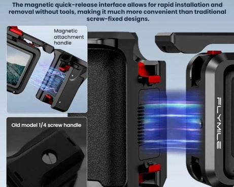 For DJI Osmo Action 6 Flymile Extended Cage Protective Frame Kit, AC6016 Black