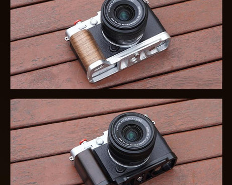 For Fujifilm X-E5 Flymile Camera L-Shaped Cold Shoe Mount For One-Handed Shooting, Black Ebony, Silver Walnut