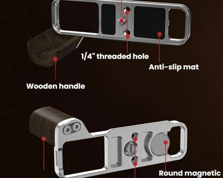 For Fujifilm X-E5 Flymile Camera L-Shaped Cold Shoe Mount For One-Handed Shooting, Black Ebony, Silver Walnut