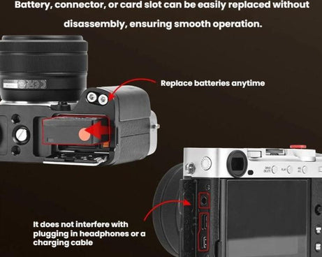 For Fujifilm X-E5 Flymile Camera L-Shaped Cold Shoe Mount For One-Handed Shooting, Black Ebony, Silver Walnut