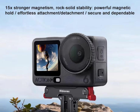 For DJI Osmo Action 6 / Nano Ribionex Dual-Sided Magnetic Quick-release Adapter Mount with 2-Claw and 1/4-inch Tripod Thread