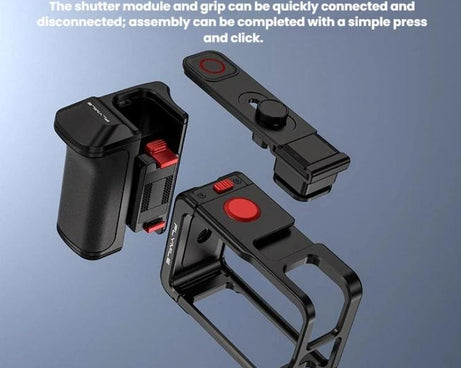 For DJI Osmo Action 4 / 3 / 5 Pro Flymile Adapter Extended Rabbit Cage Accessory, Handle, Set Plastic Version