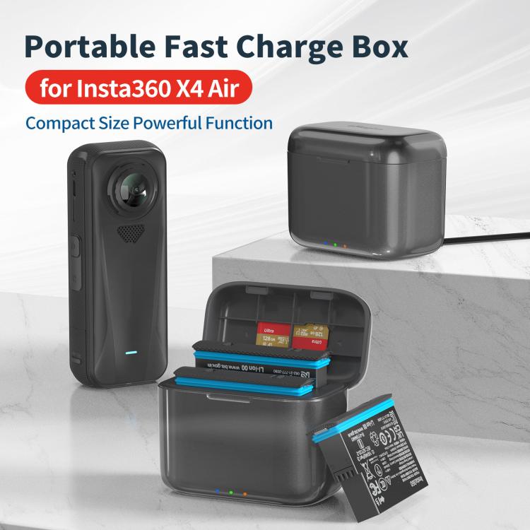 For Insta360 X4 Air AMagisn Fast Charging Case Portable Battery Charger And Storage Box