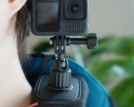 Universal Shoulder Strap Mount For Action Cameras With 360-Degree Rotating Ball Head Hands-Free POV Shooting