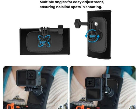 Universal Shoulder Strap Mount For Action Cameras With 360-Degree Rotating Ball Head Hands-Free POV Shooting