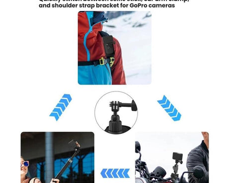 Universal Shoulder Strap Mount For Action Cameras With 360-Degree Rotating Ball Head Hands-Free POV Shooting