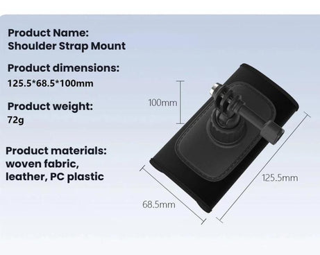 Universal Shoulder Strap Mount For Action Cameras With 360-Degree Rotating Ball Head Hands-Free POV Shooting