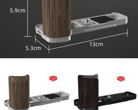 For Fujifilm X100VI Flymile Camera L-Shaped Handgrip With Cold Shoe Thumb Rest Bracket, For Fujifilm X100VI Silver Walnut, For Fujifilm X100VI Black Ebony