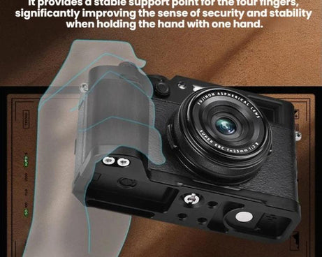 For Fujifilm X100VI Flymile Camera L-Shaped Handgrip With Cold Shoe Thumb Rest Bracket, For Fujifilm X100VI Silver Walnut, For Fujifilm X100VI Black Ebony