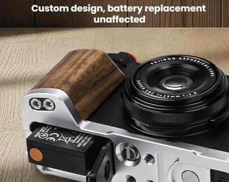 For Fujifilm X100VI Flymile Camera L-Shaped Handgrip With Cold Shoe Thumb Rest Bracket, For Fujifilm X100VI Silver Walnut, For Fujifilm X100VI Black Ebony