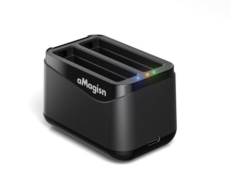 For Insta360 X4 Air AMagisn Dual Battery Charging Dock Rapid Fast Charger Station For 2 Batteries Simultaneously With LED Indicator