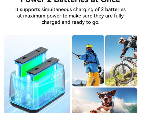For Insta360 X4 Air AMagisn Dual Battery Charging Dock Rapid Fast Charger Station For 2 Batteries Simultaneously With LED Indicator