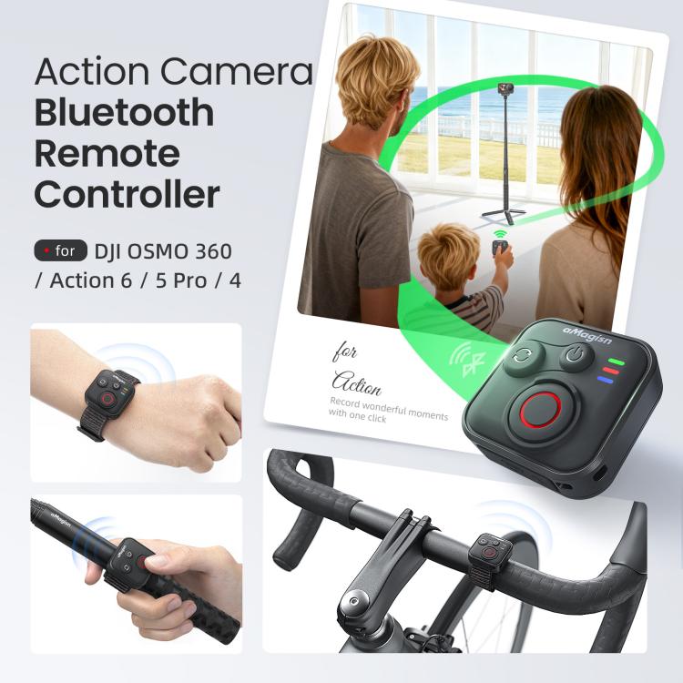 aMagisn Bluetooth Remote Shutter for DJI Osmo Action 6/Action 5 Pro/Action 4/Osmo 360, For DJI Osmo Action 50m
