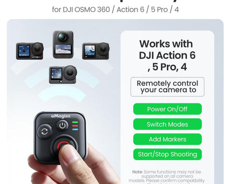 aMagisn Bluetooth Remote Shutter for DJI Osmo Action 6/Action 5 Pro/Action 4/Osmo 360, For DJI Osmo Action 50m