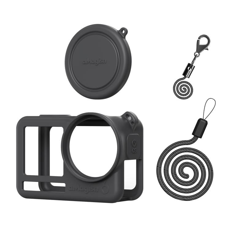 For DJI Osmo Action 6 aMagisn Silicone Case With Lens Cap Anti-Scratch Protective Cover