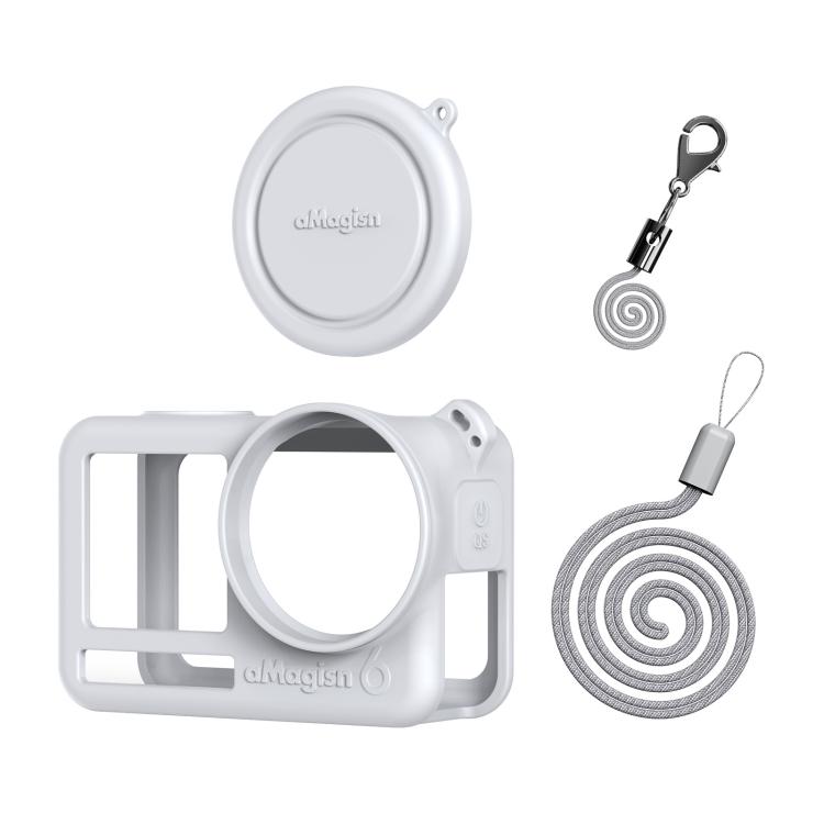 For DJI Osmo Action 6 aMagisn Silicone Case With Lens Cap Anti-Scratch Protective Cover