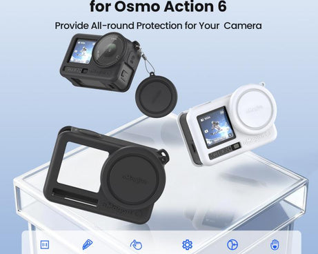 For DJI Osmo Action 6 aMagisn Silicone Case With Lens Cap Anti-Scratch Protective Cover