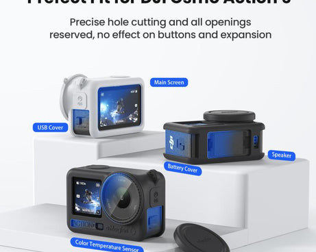 For DJI Osmo Action 6 aMagisn Silicone Case With Lens Cap Anti-Scratch Protective Cover
