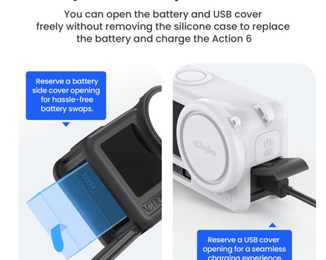 For DJI Osmo Action 6 aMagisn Silicone Case With Lens Cap Anti-Scratch Protective Cover