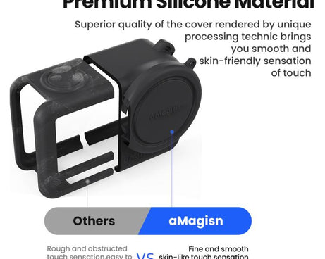 For DJI Osmo Action 6 aMagisn Silicone Case With Lens Cap Anti-Scratch Protective Cover