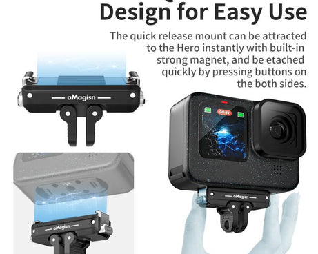 aMagisn Metal Magnetic Quick Release Kit For GoPro HERO12 Black /11 Black /11 Black mini /10 Black /9 Black /8 Black / Max