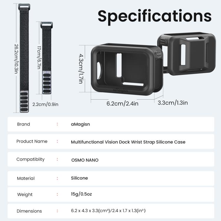 For DJI Osmo Nano Vision Dock aMagisn Silicone Case With Multifunctional Wrist Strap