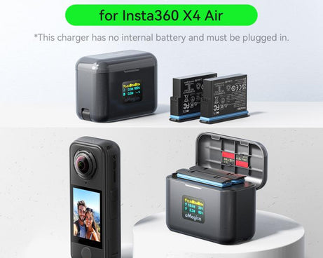 For Insta360 X4 Air Battery aMagisn 36W Fast Charging Case with Color Display & Built-in USB-C Cable, PM13
