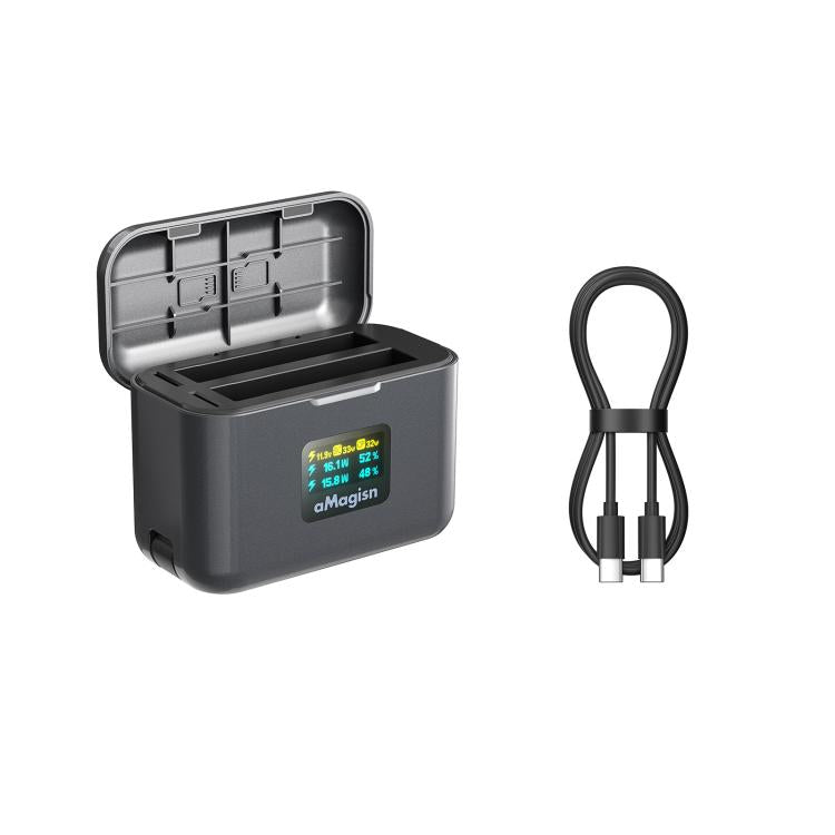For Insta360 X4 Air Battery aMagisn 36W Fast Charging Case with Color Display & Built-in USB-C Cable, PM13
