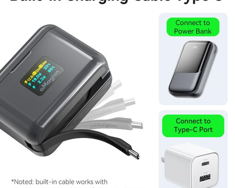 For Insta360 X4 Air Battery aMagisn 36W Fast Charging Case with Color Display & Built-in USB-C Cable, PM13