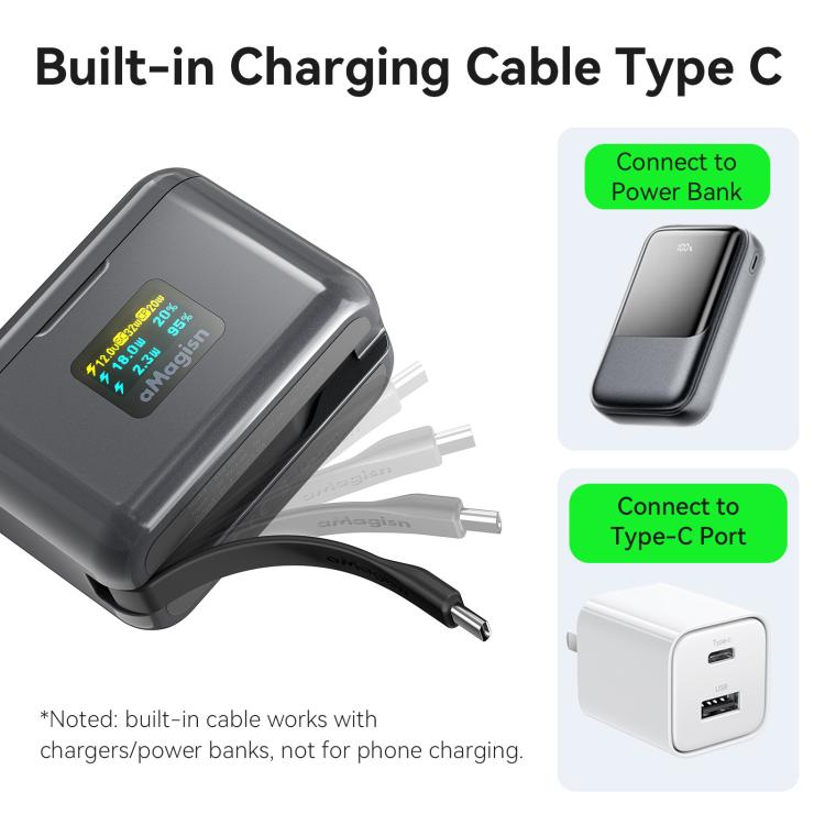 For Insta360 X4 Air Battery aMagisn 36W Fast Charging Case with Color Display & Built-in USB-C Cable, PM13