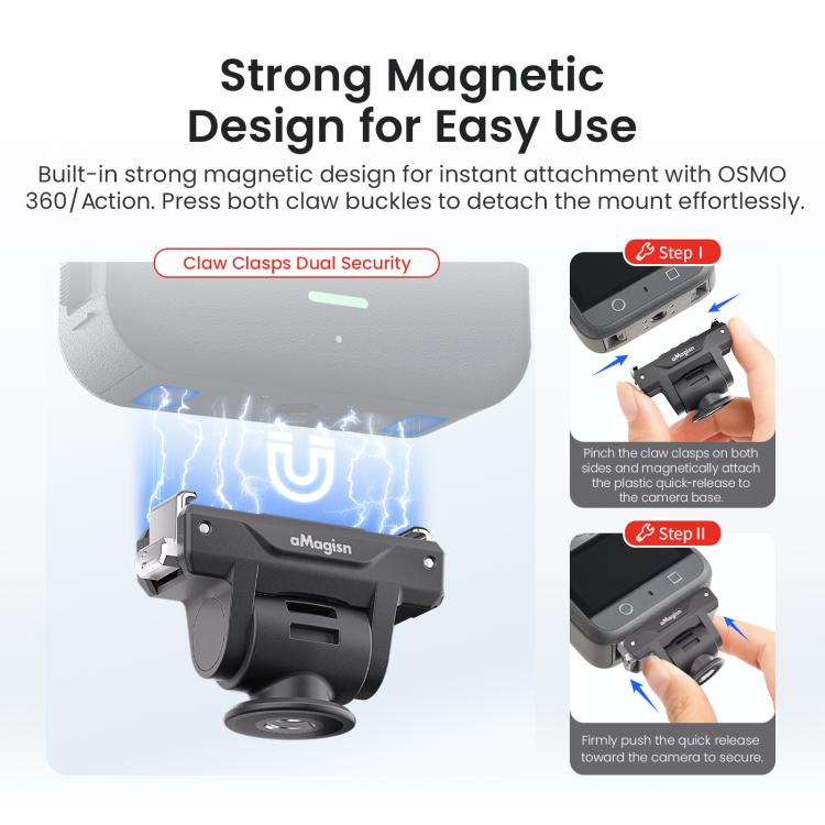 AMagisn Adjustable Quick Release Adapter For DJI Osmo 360/Action 5 Pro/4/3 - 4-Level Fast Perspective Switch