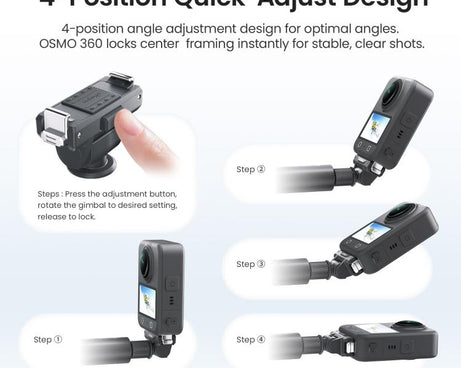 AMagisn Adjustable Quick Release Adapter For DJI Osmo 360/Action 5 Pro/4/3 - 4-Level Fast Perspective Switch