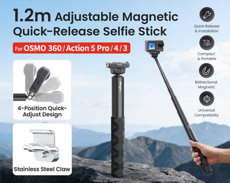 120cm Quick-Release Selfie Stick Gimbal, For DJI Osmo 360 / Action 5 Pro / Action 4 / Action 3, PD16