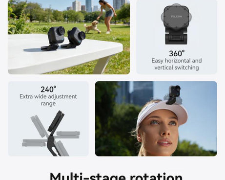 For Insta360 Go Ultra Camera TELESIN Magnetic Pivot Clip First-Person View Cap Mount Accessory