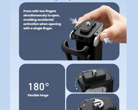 For Insta360 X5/X4 TELESIN Foldable Utility Grip Shooting Handle with Built-in Tripod