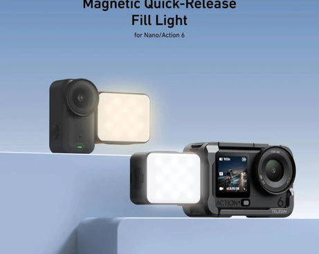 For DJI Osmo Action 6 / Nano TELESIN Magnetic Quick Release Fill Light Dual Color Temperature With 25 LEDs