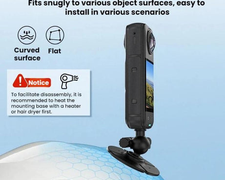 Flymile For DJI Osmo Pocket 3 / Insta360 X5 Ball Head Adhesive Base Mount, 1/4 inch Version, Two-prong Version