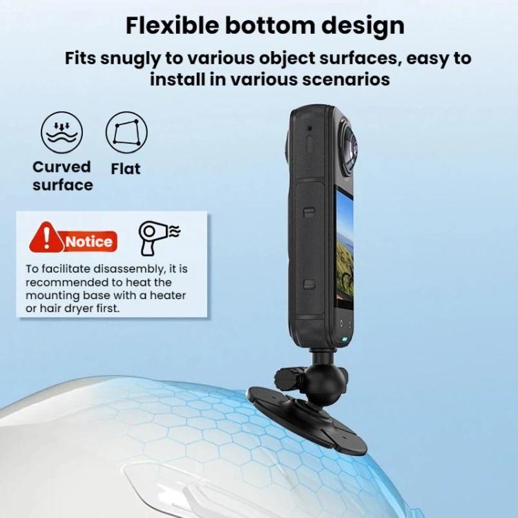 Flymile For DJI Osmo Pocket 3 / Insta360 X5 Ball Head Adhesive Base Mount, 1/4 inch Version, Two-prong Version