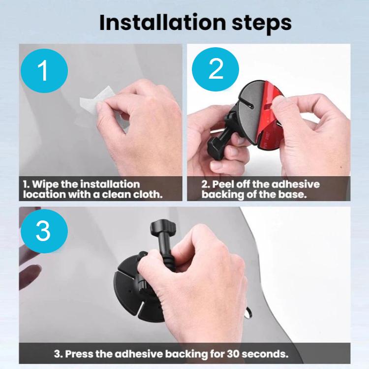 Flymile For DJI Osmo Pocket 3 / Insta360 X5 Ball Head Adhesive Base Mount, 1/4 inch Version, Two-prong Version