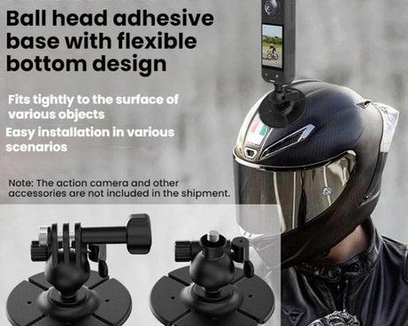 Flymile For DJI Osmo Pocket 3 / Insta360 X5 Ball Head Adhesive Base Mount, 1/4 inch Version, Two-prong Version