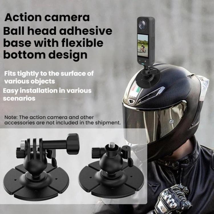 Flymile For DJI Osmo Pocket 3 / Insta360 X5 Ball Head Adhesive Base Mount, 1/4 inch Version, Two-prong Version