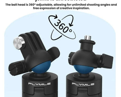 Flymile For DJI / GoPro / Insta360 Selfie Sticks Extension Tripods, 1/4 inch Version, Two-prong Version