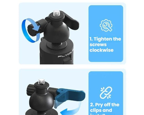 Flymile For DJI / GoPro / Insta360 Selfie Sticks Extension Tripods, 1/4 inch Version, Two-prong Version