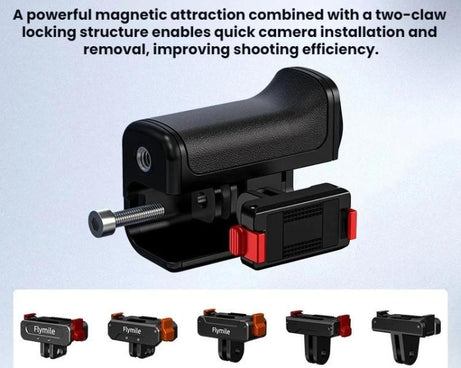 Flymile For DJI Osmo Action 5 Pro / 4 / 3 Camera Cage Handle With Magnetic Quick-Release Base