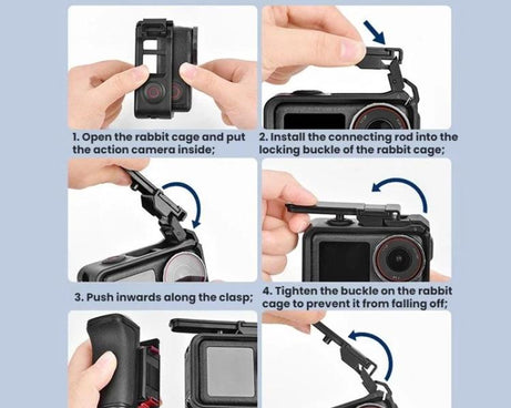 Flymile For DJI Osmo Action 5 Pro / 4 / 3 Camera Cage Handle With Magnetic Quick-Release Base