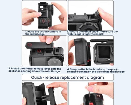 For DJI Osmo Action 6 Flymile Quick-Release Cage Protective Frame Street Photography Handle Kit